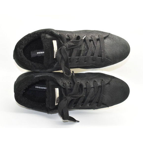 D0 Auth DSQUARED2 Black Suede Shearling Lining Low Top Sneakers Size US 9.5 main image 8